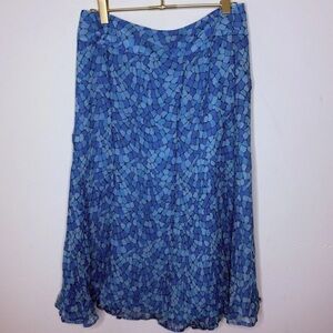 Adrienni Vittadini Silk Skirt Sz 4 Boho Fairycore Lined Y2k Beach Blue Abstract